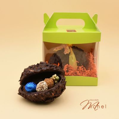 Oeuf rocher NOIR garni chocolats assortis - 300g